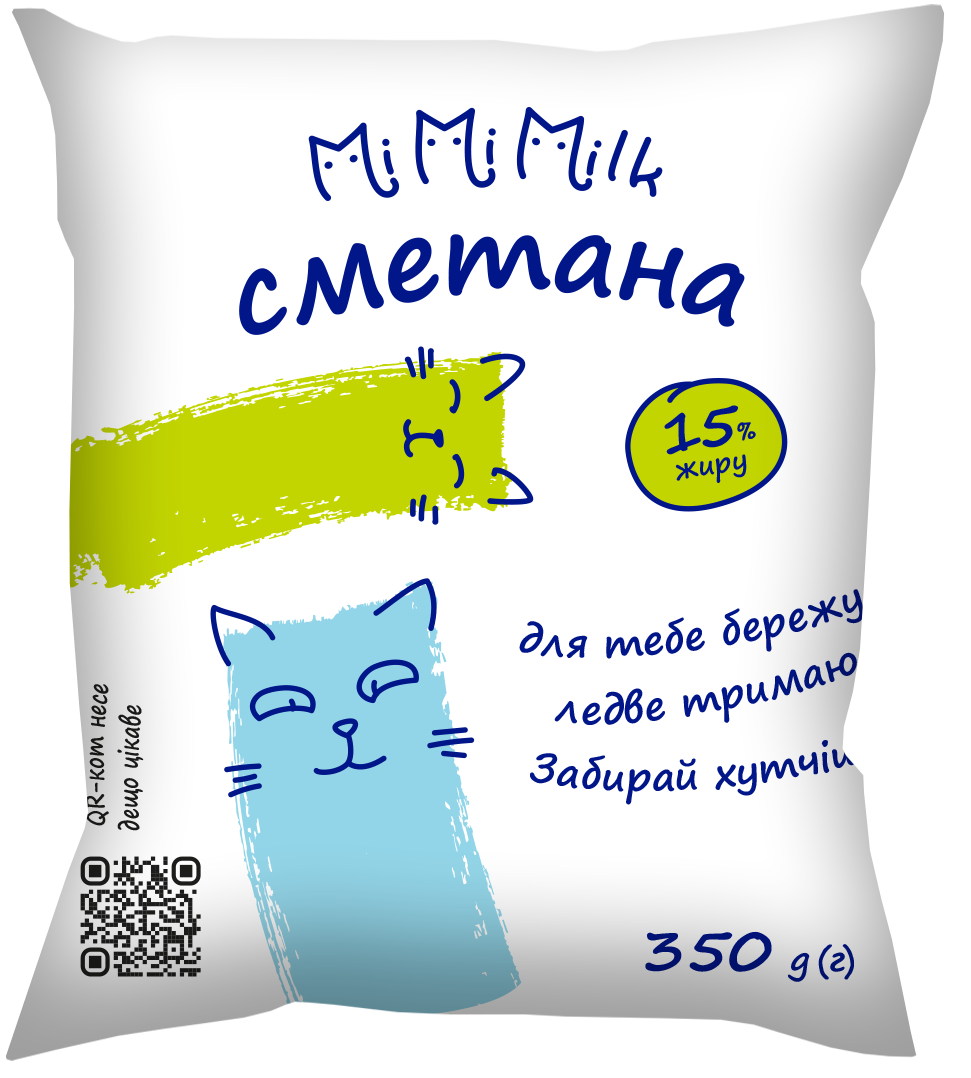 Сметана MiMiMilk 15% 350 г, плівка поліетиленова